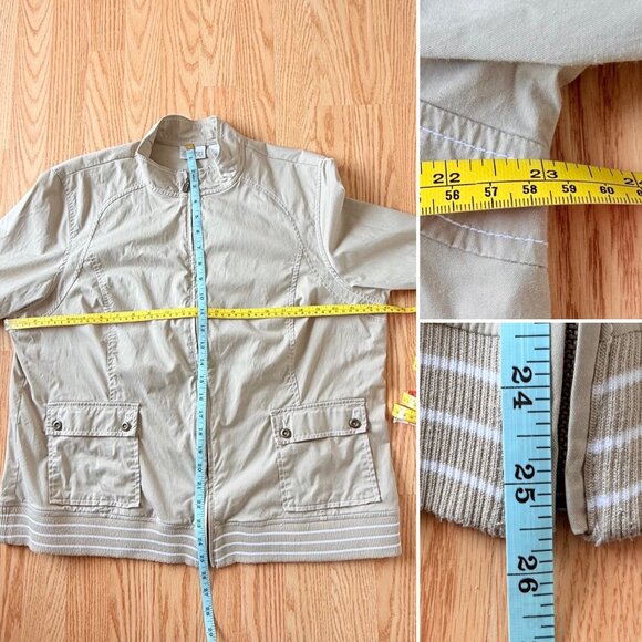 Chicos Zenergy Womens Beige Jacket Size 16 Cotton Full Zip Lightweight - Picture 5 of 12